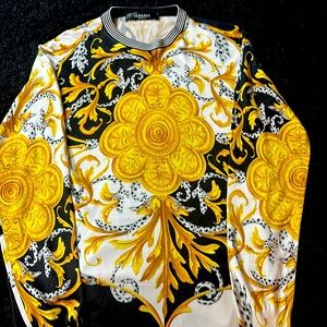 Black and yellows Versace print dress shirt